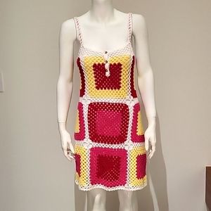 Asos multi-color crochet dress